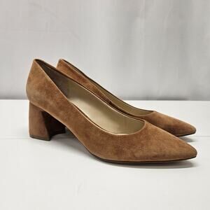 Marc Fisher LTD Tan Suede Abilene Pointy Toe Block Heel Pumps Size 7.5 M